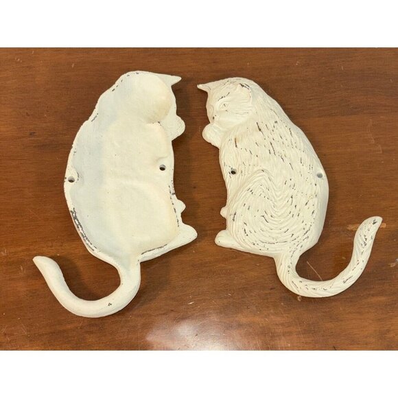 2 - ADORABLE Cat / Kitten Cast Iron Coat Towel Hat Hooks Leash Hangers 8 1/2” - Picture 6 of 7